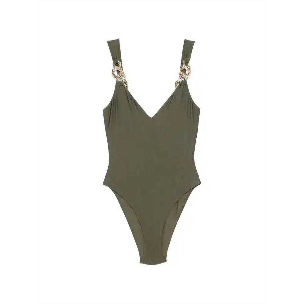 NEW SIMKHAI women's regan v neck one piece swimsuit in fern
